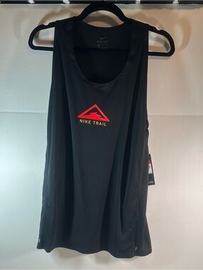 Nike Women's Black Tank Top with Red & Yellow Nike Trail Logo